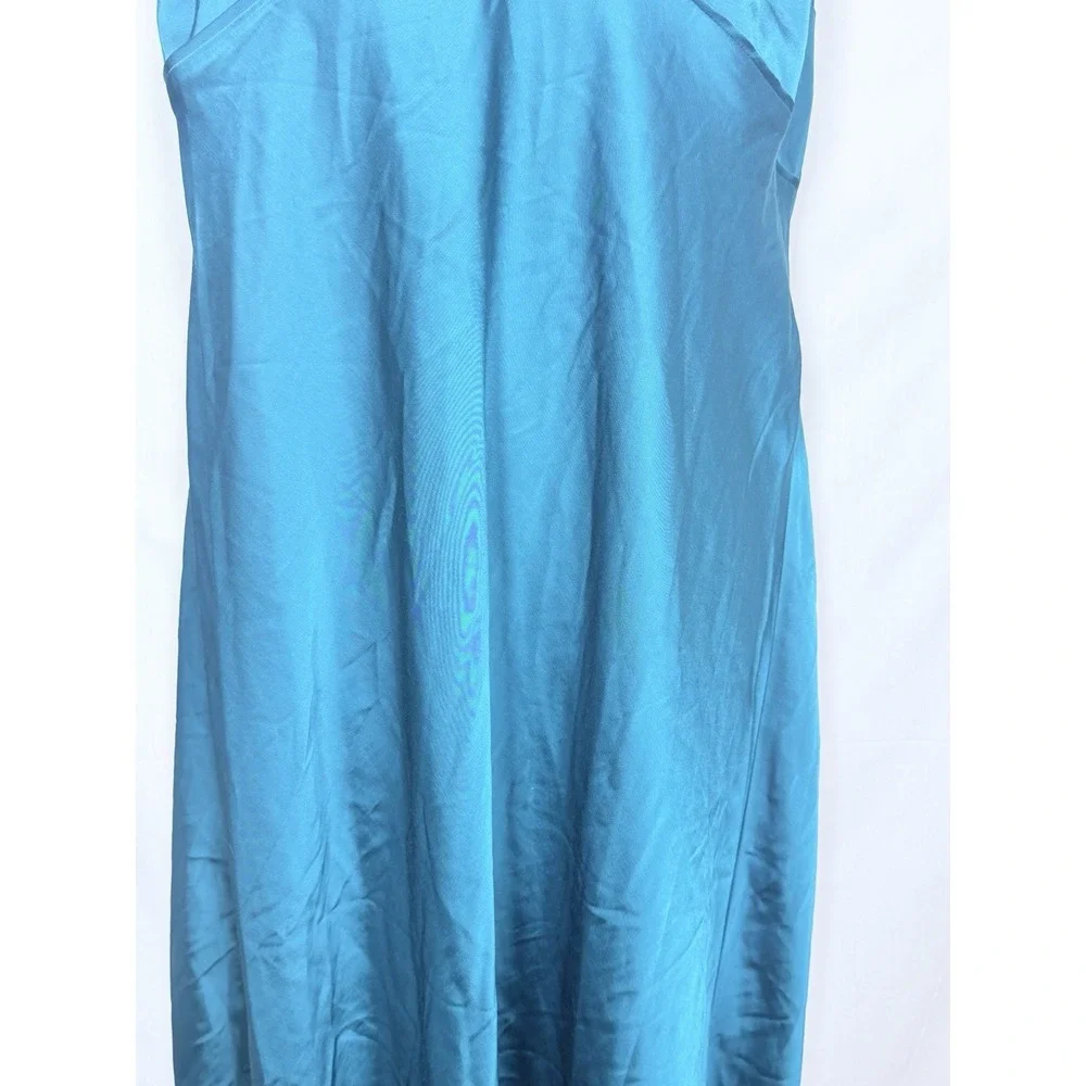 Abercrombie Satin Slip Dress XLT Blue Ombre Lace‎ Up Back Midi Maxi Going Out